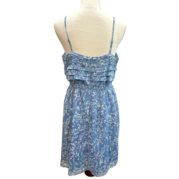 Lauren Conrad Dress Women's Size 12 Blue Floral Sleeveless Ruffle Short Sundress - Picture 3 of 16